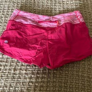 Red short Lululemon shorts.